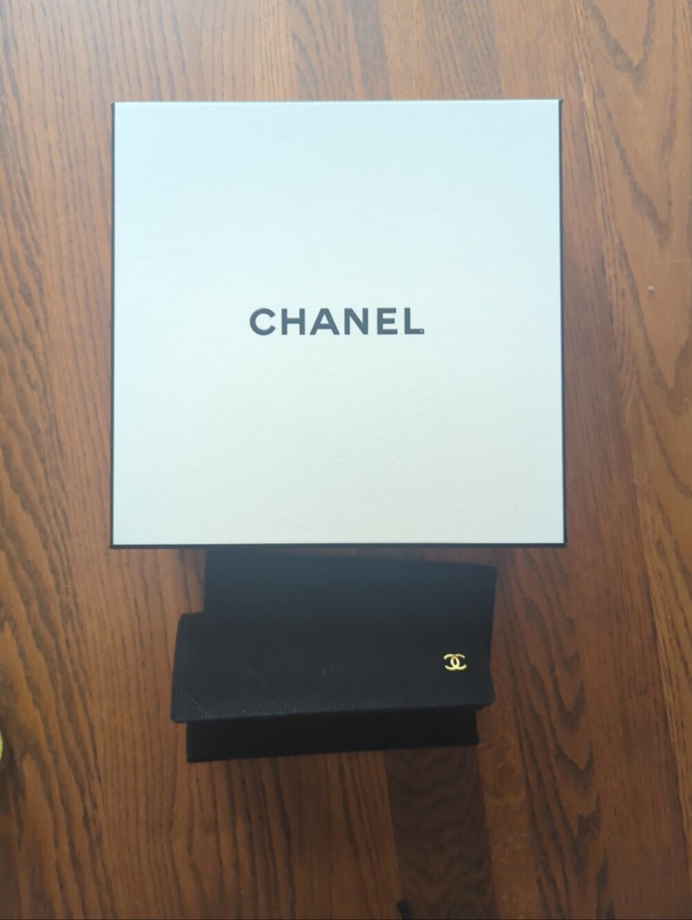 CHANEL Black Sunglasses Case with Gold CC Emblem
